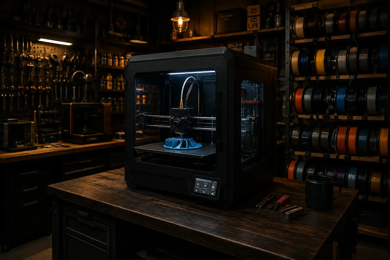 Процесс печати детали в мастерской 3D LIFE