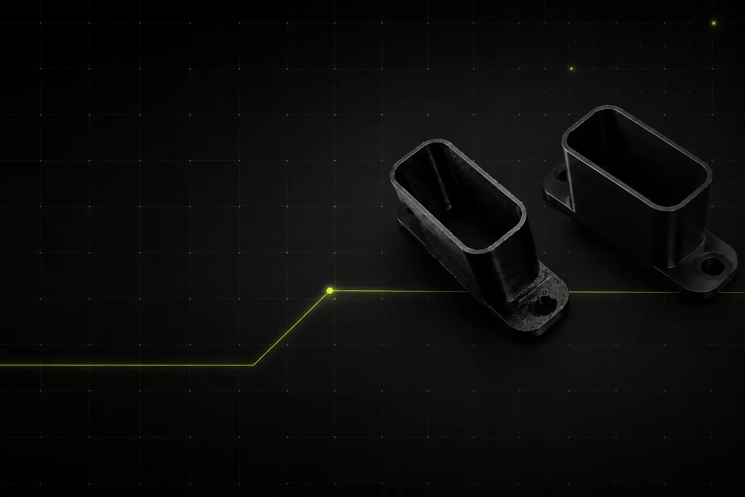 Чёрные функциональные детали, напечатанные на 3D-принтере